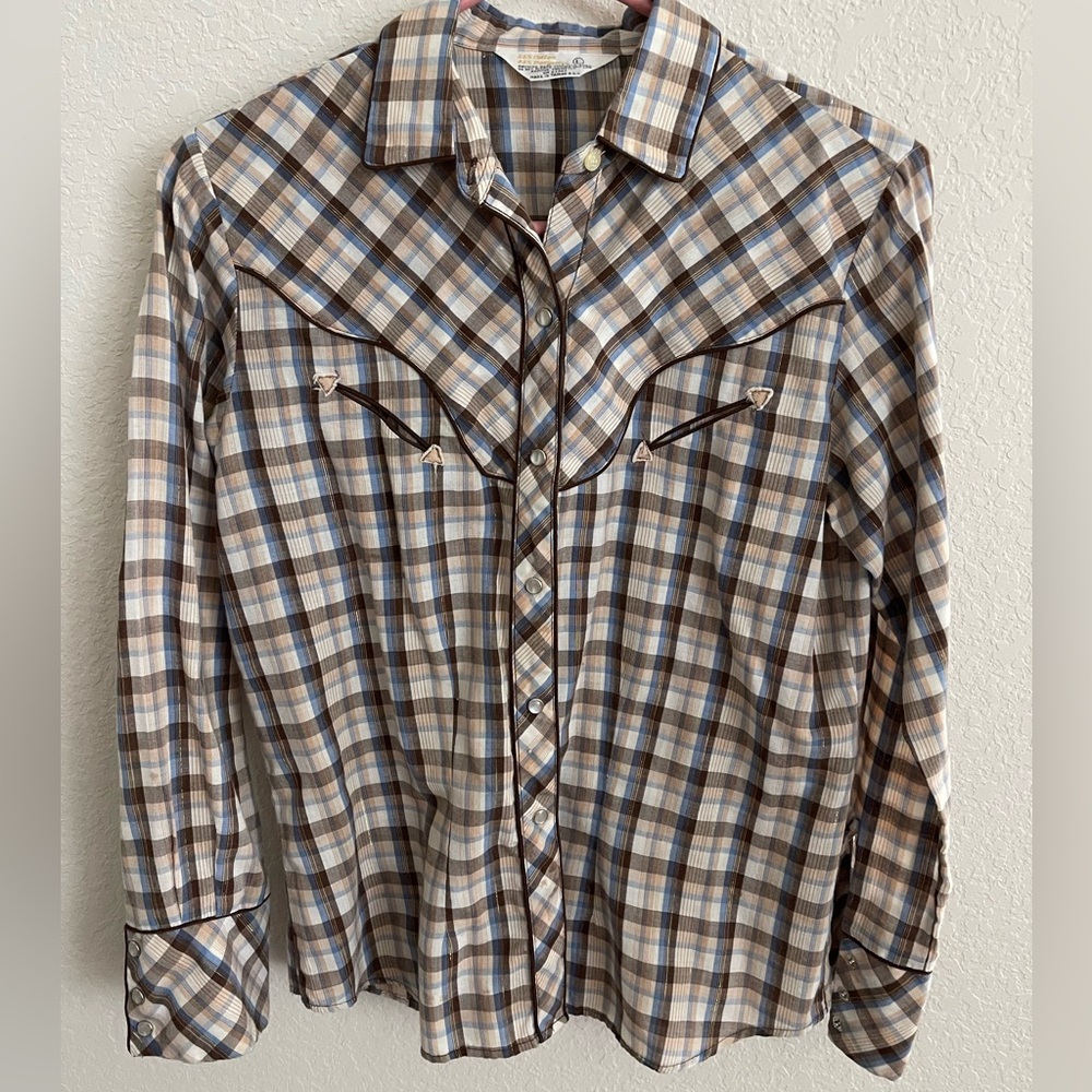 Vintage ladies pearl snap western shirt size large